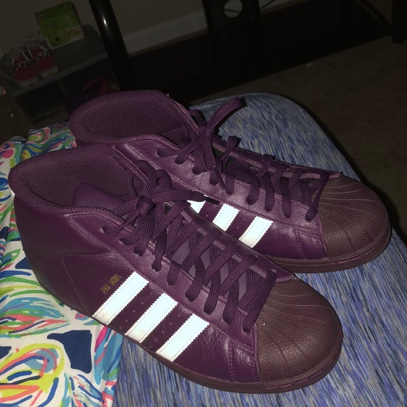 burgundy high top adidas